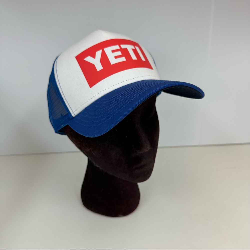 Yeti Cooler Snapback Trucker Hat Cap Red White Blue - Picture 12 of 12